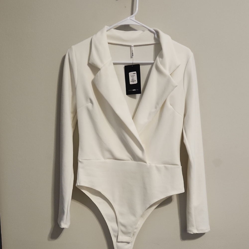 Fashion Nova Off-White Business Bodysuit